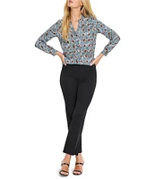 NIC + ZOE Sand Dollar Henley Split V-Neck Long Sleeve Top