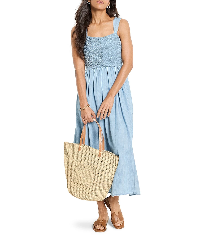 NIC + ZOE Sarah Denim Square Neck Sleeveless Fit-And-Flare Dress