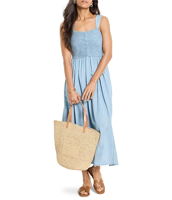 NIC + ZOE Sarah Denim Square Neck Sleeveless Fit-And-Flare Dress