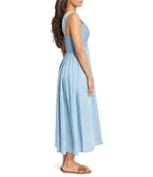 NIC + ZOE Sarah Denim Square Neck Sleeveless Fit-And-Flare Dress
