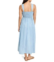 NIC + ZOE Sarah Denim Square Neck Sleeveless Fit-And-Flare Dress