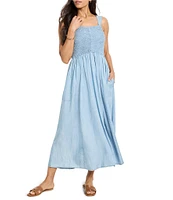 NIC + ZOE Sarah Denim Square Neck Sleeveless Fit-And-Flare Dress