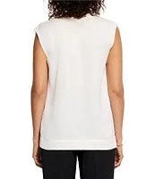 NIC + ZOE Satin Chiffon Scoop Neck Sleeveless Blouse