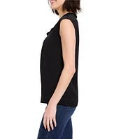 NIC + ZOE Satin Chiffon Scoop Neck Sleeveless Blouse