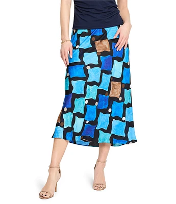 NIC + ZOE Sea Glass Print Coordinating A-Line Slip Skirt