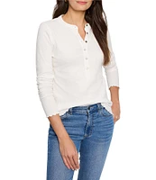 NIC + ZOE Seersucker Long Sleeve Henley Top