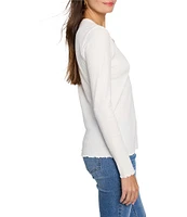 NIC + ZOE Seersucker Long Sleeve Henley Top