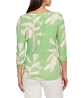 NIC + ZOE Shadow Fern Boat Neck 3/4 Sleeve Tee