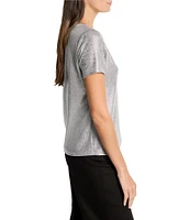 NIC + ZOE Shine Drape Knit Round Neck Short Sleeve Tee