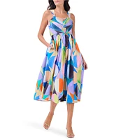 NIC + ZOE Social Circles Sarah Square Neck Sleeveless Fit-And-Flare Midi Dress