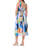 NIC + ZOE Social Circles Sarah Square Neck Sleeveless Fit-And-Flare Midi Dress