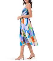 NIC + ZOE Social Circles Sarah Square Neck Sleeveless Fit-And-Flare Midi Dress