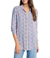 NIC + ZOE Solstice Stripe Point Collar Long Sleeve Button Front Shirt