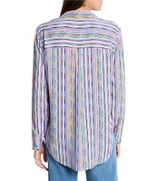 NIC + ZOE Solstice Stripe Point Collar Long Sleeve Button Front Shirt