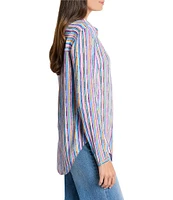 NIC + ZOE Solstice Stripe Point Collar Long Sleeve Button Front Shirt