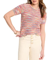 NIC + ZOE Spacedye Tuck Stitch Knit Round Neck Short Sleeve Tee