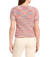 NIC + ZOE Spacedye Tuck Stitch Knit Round Neck Short Sleeve Tee