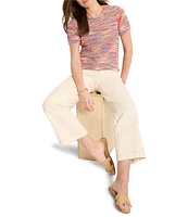 NIC + ZOE Spacedye Tuck Stitch Knit Round Neck Short Sleeve Tee
