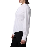 NIC + ZOE Stretch Cotton Anywhere Mandarin Collar Bishop Long Sleeve Shirt