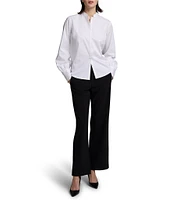 NIC + ZOE Stretch Cotton Anywhere Mandarin Collar Bishop Long Sleeve Shirt