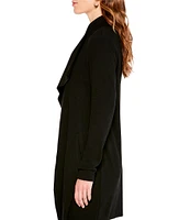 NIC + ZOE Stretch Ponte Knit Long Sleeve Pocketed Lounge Around Draped Front Jacket