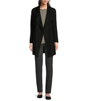 NIC + ZOE Stretch Ponte Knit Long Sleeve Pocketed Lounge Around Draped Front Jacket