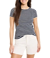 NIC + ZOE Stripe Knit Scoop Neck Short Sleeve Tee