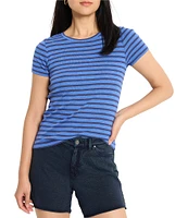 NIC + ZOE Stripe Knit Scoop Neck Short Sleeve Tee