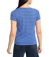 NIC + ZOE Stripe Knit Scoop Neck Short Sleeve Tee