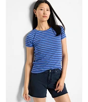 NIC + ZOE Stripe Knit Scoop Neck Short Sleeve Tee