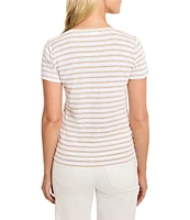 NIC + ZOE Stripe Knit Scoop Neck Short Sleeve Tee