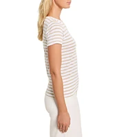 NIC + ZOE Stripe Knit Scoop Neck Short Sleeve Tee