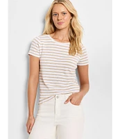 NIC + ZOE Stripe Knit Scoop Neck Short Sleeve Tee