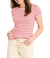 NIC + ZOE Stripe Knit Scoop Neck Short Sleeve Tee