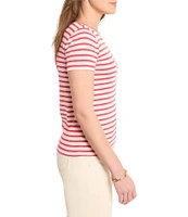 NIC + ZOE Stripe Knit Scoop Neck Short Sleeve Tee