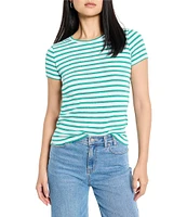 NIC + ZOE Stripe Knit Scoop Neck Short Sleeve Tee