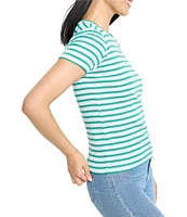 NIC + ZOE Stripe Knit Scoop Neck Short Sleeve Tee