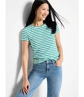 NIC + ZOE Stripe Knit Scoop Neck Short Sleeve Tee