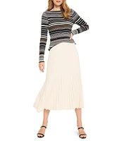 NIC + ZOE Stripe Ribbed Knit Boat Neck Long Sleeve Sweater