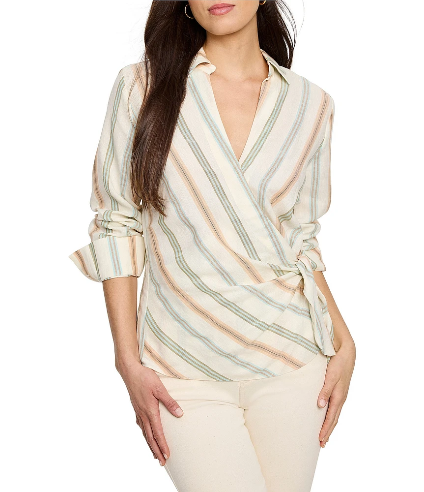 NIC + ZOE Striped Weekly V-Neck Long Sleeve Wrap Top