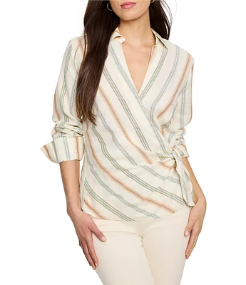 NIC + ZOE Striped Weekly V-Neck Long Sleeve Wrap Top