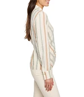 NIC + ZOE Striped Weekly V-Neck Long Sleeve Wrap Top