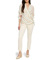 NIC + ZOE Striped Weekly V-Neck Long Sleeve Wrap Top