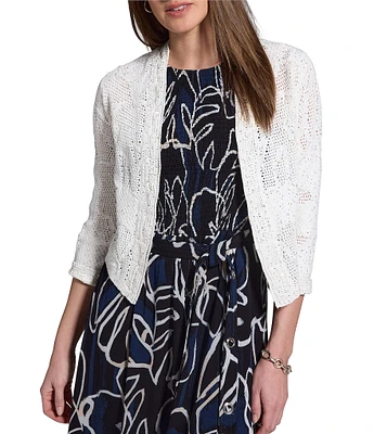 NIC + ZOE Subtle Sequin Open Front 3/4 Sleeve Cardigan