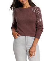 NIC + ZOE Subtle Shine Knit Round Neck Long Sleeve Sweater