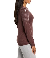 NIC + ZOE Subtle Shine Knit Round Neck Long Sleeve Sweater