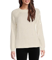 NIC + ZOE Subtle Shine Knit Round Neck Long Sleeve Sweater