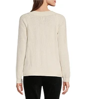 NIC + ZOE Subtle Shine Knit Round Neck Long Sleeve Sweater