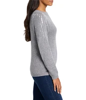 NIC + ZOE Subtle Shine Knit Round Neck Long Sleeve Sweater