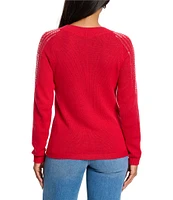 NIC + ZOE Subtle Shine Knit Round Neck Long Sleeve Sweater